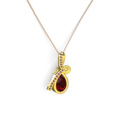 Büyük Ria Kolye - Kök yakut ve garnet 925 ayar altın kaplama gümüş kolye (40 cm rose altın rolo zincir) #n5z0qn