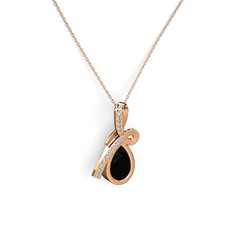 Büyük Ria Kolye - Pırlanta ve siyah zirkon 18 ayar rose altın kolye (0.225 karat, 40 cm gümüş rolo zincir) #npc08p