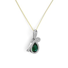 Büyük Ria Kolye - Swarovski ve yeşil kuvars 925 ayar gümüş kolye (40 cm altın rolo zincir) #piamm