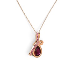 Büyük Ria Kolye - Rodolit garnet 14 ayar rose altın kolye (40 cm rose altın rolo zincir) #prs8ng