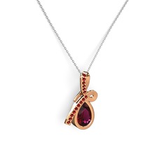 Büyük Ria Kolye - Garnet ve rodolit garnet 8 ayar rose altın kolye (40 cm gümüş rolo zincir) #qko9fy