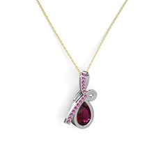 Büyük Ria Kolye - Rodolit garnet 925 ayar gümüş kolye (40 cm altın rolo zincir) #qmz4ze