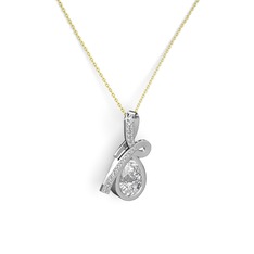 Büyük Ria Kolye - Swarovski ve beyaz zirkon 925 ayar gümüş kolye (40 cm altın rolo zincir) #rk6bt9