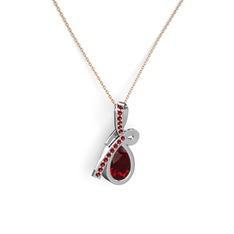 Garnet 925 ayar gümüş kolye (40 cm rose altın rolo zincir)