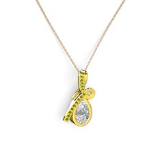 Büyük Ria Kolye - Peridot ve swarovski 8 ayar altın kolye (40 cm rose altın rolo zincir) #sjf7ip