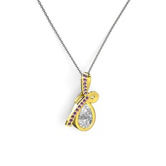 Büyük Ria Kolye - Ametist ve swarovski 8 ayar altın kolye (40 cm gümüş rolo zincir) #ui8lmz