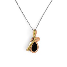 Büyük Ria Kolye - Peridot ve siyah zirkon 8 ayar rose altın kolye (40 cm gümüş rolo zincir) #urqsjb