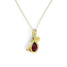 Büyük Ria Kolye - Beyaz zirkon ve rodolit garnet 8 ayar altın kolye (40 cm altın rolo zincir) #wyudjr