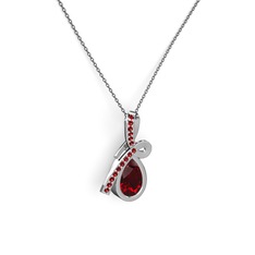 Garnet 18 ayar beyaz altın kolye (40 cm gümüş rolo zincir)