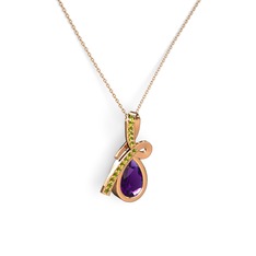 Büyük Ria Kolye - Peridot ve ametist 18 ayar rose altın kolye (40 cm rose altın rolo zincir) #ymwdjl