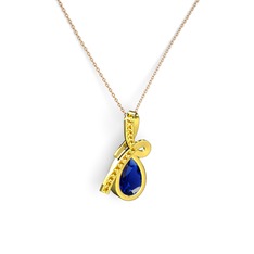 Büyük Ria Kolye - Sitrin ve lab safir 8 ayar altın kolye (40 cm gümüş rolo zincir) #zc5mem