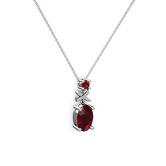 Garnet 18 ayar beyaz altın kolye (40 cm beyaz altın rolo zincir)