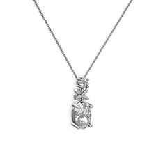 Oval Taşlı X kolye - Swarovski 925 ayar gümüş kolye (40 cm gümüş rolo zincir) #1ggn9y8