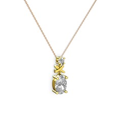 Oval Taşlı X kolye - Swarovski 18 ayar altın kolye (40 cm gümüş rolo zincir) #6itf03