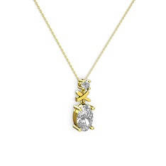 Oval Taşlı X kolye - Swarovski 18 ayar altın kolye (40 cm altın rolo zincir) #c3g91h