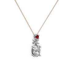 Oval Taşlı X kolye - Swarovski ve garnet 925 ayar gümüş kolye (40 cm gümüş rolo zincir) #vpvjys