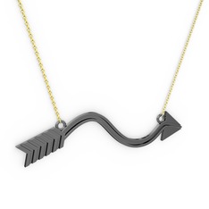 Marvella Ok Kolye - 925 ayar siyah rodyum kaplama gümüş kolye (40 cm altın rolo zincir) #advouw