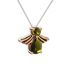 Fabriel Melek Kolye - Peridot 925 ayar rose altın kaplama gümüş kolye (40 cm beyaz altın rolo zincir) #1milhwz