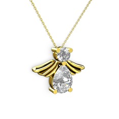 Fabriel Melek Kolye - Swarovski ve beyaz zirkon 925 ayar altın kaplama gümüş kolye (40 cm gümüş rolo zincir) #1vl6ard