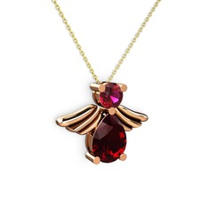 Fabriel Melek Kolye - Garnet ve rodolit garnet 14 ayar rose altın kolye (40 cm altın rolo zincir) #3wzu1p