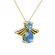 Fabriel Melek Kolye - Akuamarin 8 ayar altın kolye (40 cm altın rolo zincir) #4hyv7f
