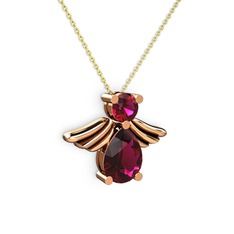 Rodolit garnet 18 ayar rose altın kolye (40 cm altın rolo zincir)