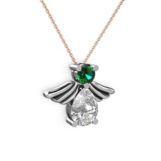 Fabriel Melek Kolye - Swarovski ve yeşil kuvars 925 ayar gümüş kolye (40 cm gümüş rolo zincir) #bimqys