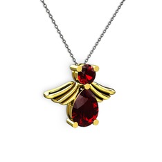Garnet 14 ayar altın kolye (40 cm gümüş rolo zincir)