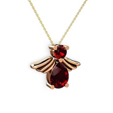 Fabriel Melek Kolye - Garnet 8 ayar rose altın kolye (40 cm altın rolo zincir) #m2ktnf