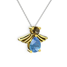 Fabriel Melek Kolye - Akuamarin ve dumanlı kuvars 18 ayar altın kolye (40 cm gümüş rolo zincir) #rxufb0