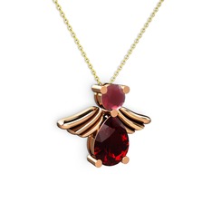 Fabriel Melek Kolye - Garnet ve kök yakut 14 ayar rose altın kolye (40 cm altın rolo zincir) #rxvjg2