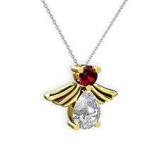 Fabriel Melek Kolye - Swarovski ve garnet 14 ayar altın kolye (40 cm gümüş rolo zincir) #tfc6lj