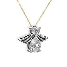 Swarovski 18 ayar beyaz altın kolye (40 cm altın rolo zincir)