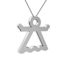 8 ayar beyaz altın kolye (40 cm gümüş rolo zincir)