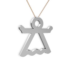 Liza Melek Kolye - 18 ayar beyaz altın kolye (40 cm rose altın rolo zincir) #qpvuhl