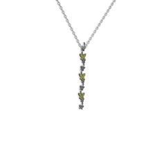 Mesa Kelebek Kolye - Peridot 925 ayar siyah rodyum kaplama gümüş kolye (40 cm gümüş rolo zincir) #12tswlh