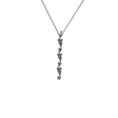 Mesa Kelebek Kolye - Dumanlı kuvars 925 ayar siyah rodyum kaplama gümüş kolye (40 cm gümüş rolo zincir) #13o626c