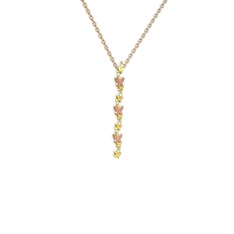 Rodolit garnet 18 ayar altın kolye (40 cm rose altın rolo zincir)
