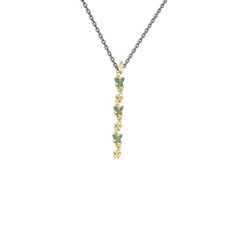 Lab safir 8 ayar altın kolye (40 cm gümüş rolo zincir)