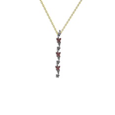 Mesa Kelebek Kolye - Garnet 925 ayar siyah rodyum kaplama gümüş kolye (40 cm altın rolo zincir) #19jz01t