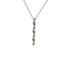 Mesa Kelebek Kolye - Sitrin 925 ayar siyah rodyum kaplama gümüş kolye (40 cm beyaz altın rolo zincir) #1bzf9n8