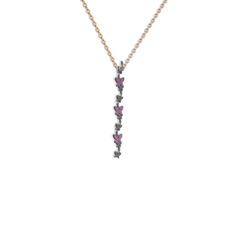 Mesa Kelebek Kolye - Rodolit garnet 925 ayar siyah rodyum kaplama gümüş kolye (40 cm rose altın rolo zincir) #1cciqya