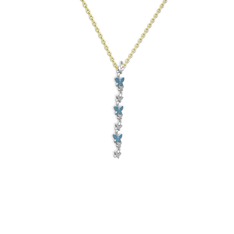 Lab safir 8 ayar beyaz altın kolye (40 cm gümüş rolo zincir)