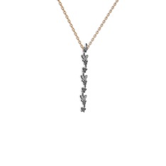 Mesa Kelebek Kolye - Beyaz zirkon 925 ayar siyah rodyum kaplama gümüş kolye (40 cm rose altın rolo zincir) #1evmmc3