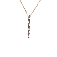 Mesa Kelebek Kolye - Garnet 925 ayar siyah rodyum kaplama gümüş kolye (40 cm rose altın rolo zincir) #1fdgsez