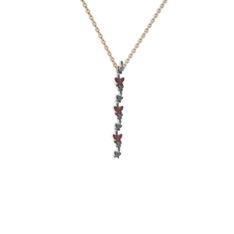 Garnet 925 ayar siyah rodyum kaplama gümüş kolye (40 cm rose altın rolo zincir)
