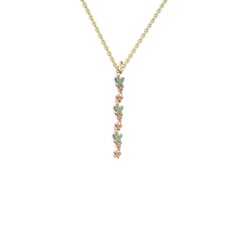 Yeşil kuvars 925 ayar rose altın kaplama gümüş kolye (40 cm altın rolo zincir)