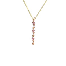 Ametist 14 ayar rose altın kolye (40 cm altın rolo zincir)