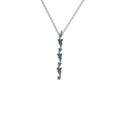 Mesa Kelebek Kolye - Lab safir 925 ayar siyah rodyum kaplama gümüş kolye (40 cm beyaz altın rolo zincir) #1jt2mhg