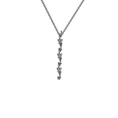 Mesa Kelebek Kolye - Akuamarin 925 ayar siyah rodyum kaplama gümüş kolye (40 cm gümüş rolo zincir) #1kudu43